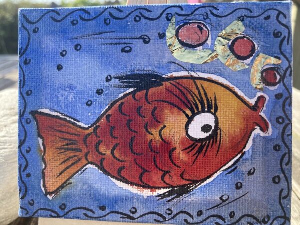 orange goldfish - mini painting - Image 3